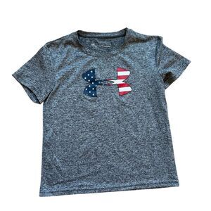 Youth Boys Under Armour Dry Fit Patriotic Heatgear Logo Graphic Tee Shirt - Sz 7